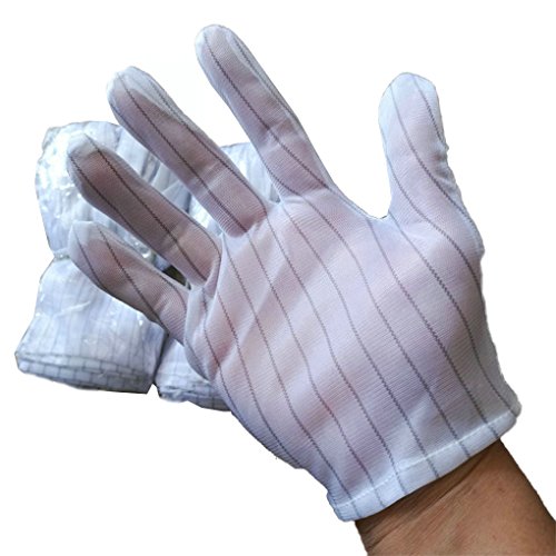 Preisvergleich Produktbild LUFA 5 Paar Weiße Streifen Antistatische Arbeitshandschuhe Anti-Rutsch-Elektrostatische Handschuhe für PC Computer Working Repairing Farm Etc