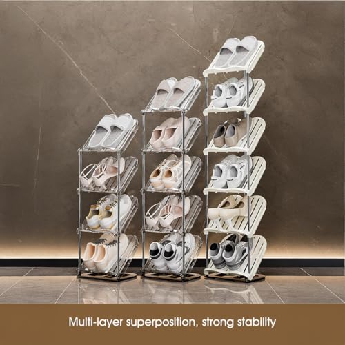 Image of Cortina Shoe Rack Vertical Shoes Racks for Entryway Corner Shoe Storage Organizer for Small Spaces Transparently Tall Slim Shoe Shelf for Front Door Entrance Living Room - 5 Layer