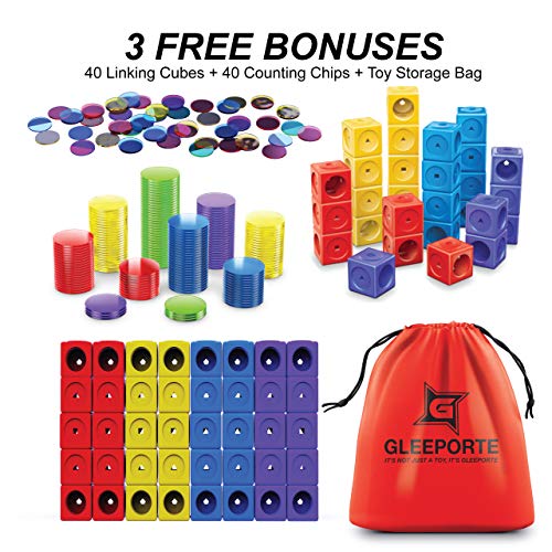 Rainbow Counting Bears With Matching Sorting Cups 150 Pcs Set JUMBO PACK + FREE Linking Cubes + FREE Counting Chips + FREE Storage Bag | STEM Educational Gift Toddler, Pre-School Learning Counting Toy - Thumbnail 4