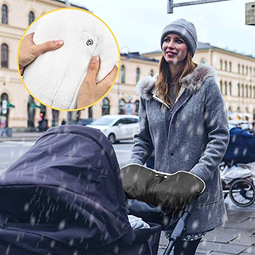 Aoreun kinderwagen handwärmer, muff kinderwagen mit Fleece Innenseite Winter Atmungsaktiv Wasserfest Winddicht Handmuff für Kinderwagen, Buggy, Radanhänger Universalgröße- Schwarz