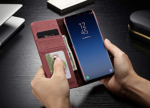 Image of ClickCase Iconic Series for Realme Narzo 20 pro Soft Canvas Denim Cloth Leather Wallet Flip Case Kick Stand with Magnetic Closure Flip Cover for Realme Narzo 20 pro (Mauve Red)