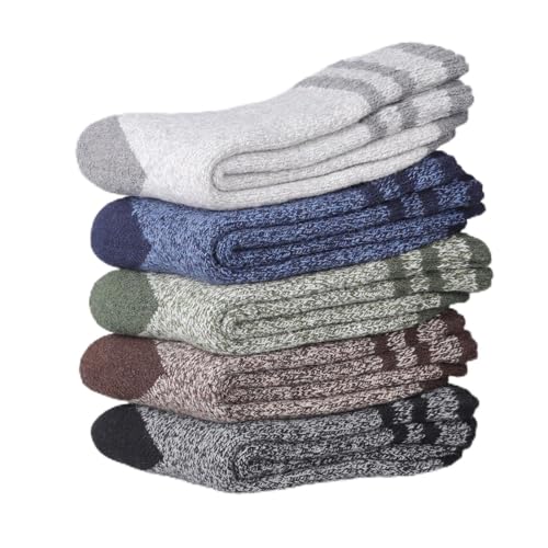 5 Pairs Merino Wool Socks Mens,Thick Warm Winter Socks for Men