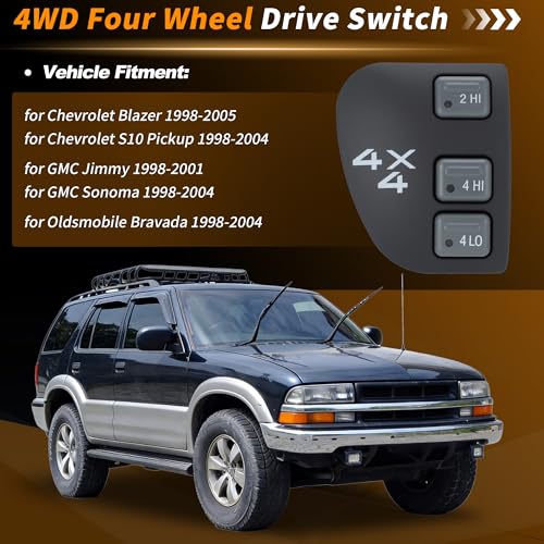 SWITCHRISE 4x4 4WD Schalter für Chevy Blazer 1998-2005 S10 98-04 für GMC Jimmy 1998-2001 Sonoma 1998-2004 für Oldsmobile Bravada 1998-2004 Vierradantrieb Wahlschalter Knopf 901-061