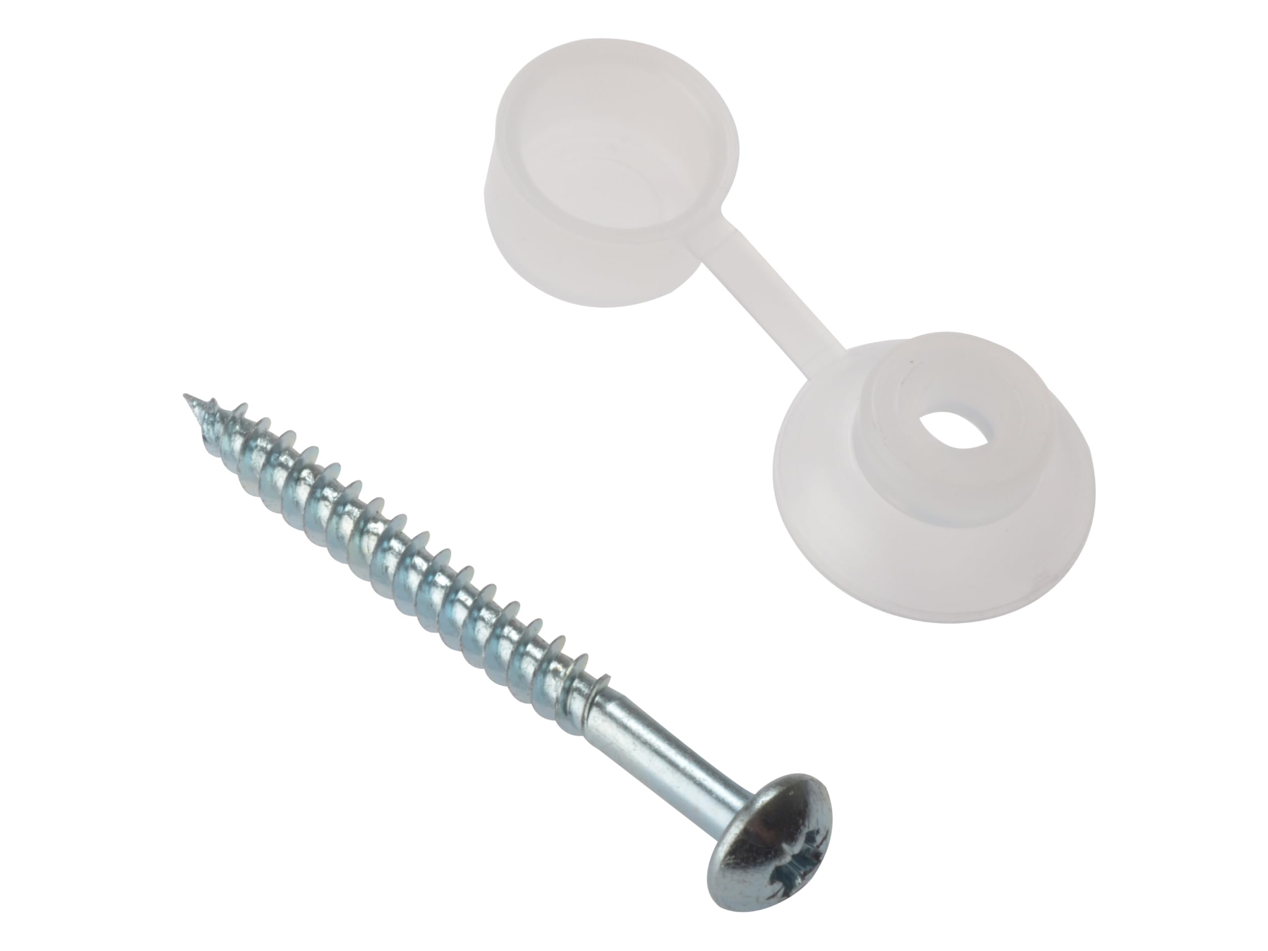 Forgefix White 10Crsc Corrugated Roofing Screw Round Head Pozi Zp 5Mm X 50Mm Bag 10