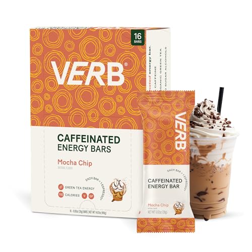 Verb Caffeinated Energy Bars Mocha Chip (26g, Pack of 16)