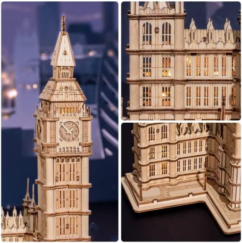 RoWood 3D Wooden Puzzle Big Ben Model Kit for Adults to build, DIY Wooden Model Building Construction Craft Kits, Ideal as Christmas And Birthday Gift