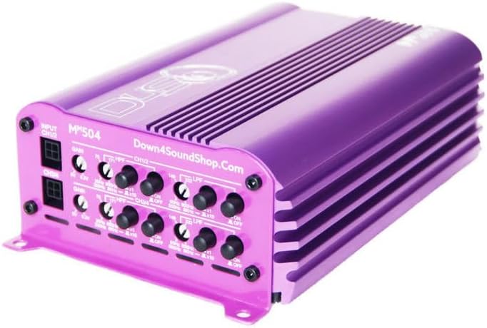 Down4Sound MM504 Mini Maxx Purple 300W RMS Mini 4-Channel Car Audio Amplifier