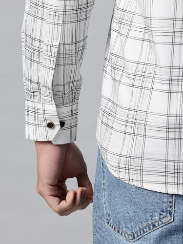Image of Majestic Man Men's Pure Cotton Cargo Checkered Shirt with Dual Flap Pockets - Slim Fit | Full Sleeve | Casual Wear | Trendy & Comfortable