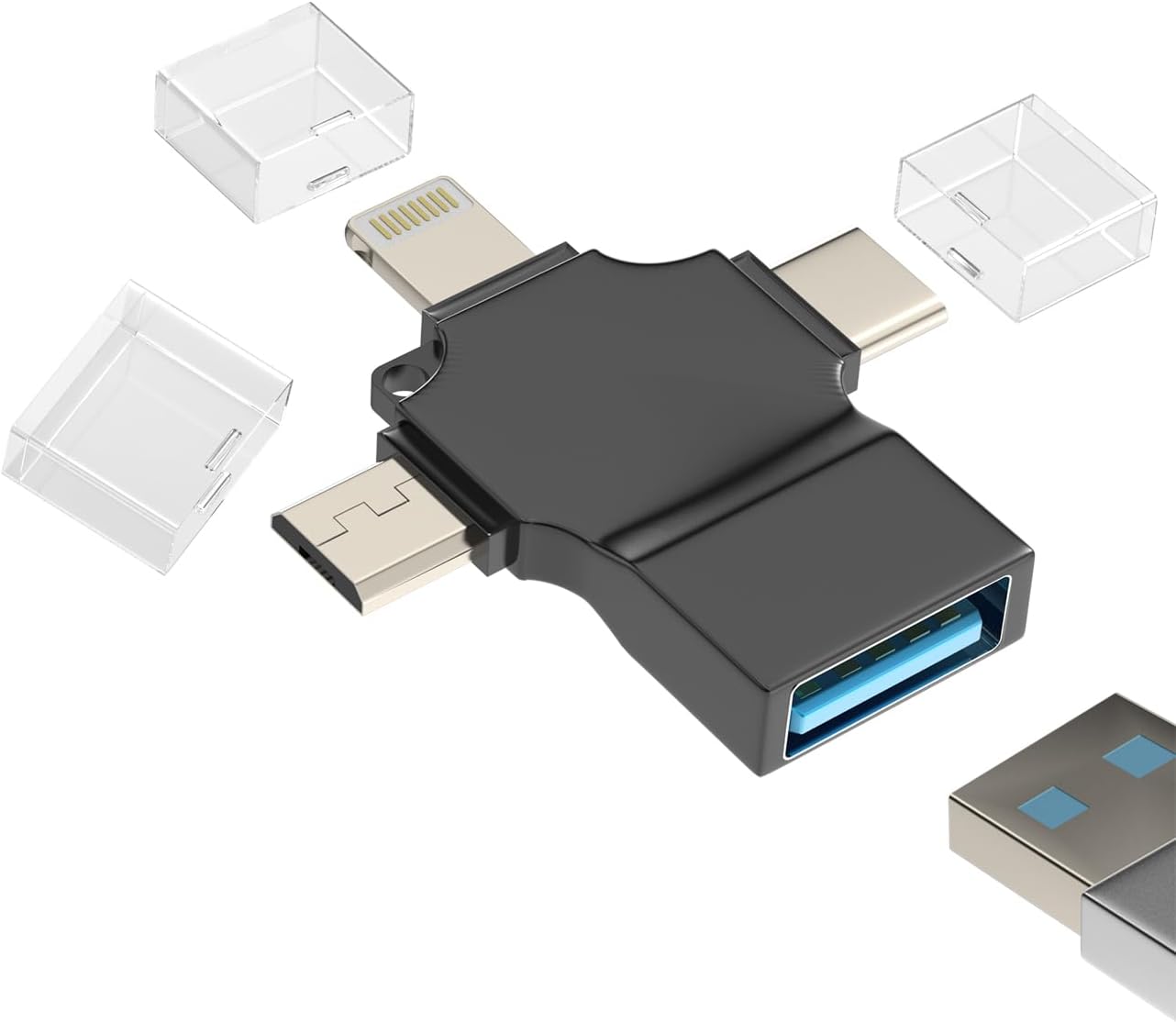 OTG Adapter USB-A to Lightning Micro USB Type C Converter(3in1) Compatible for Samsung for iPhone 15 14 13 12 Pro Max Plus for iPad Air Mini 6 Android Thunderbolt Mouse Keyboard Flash Drive
