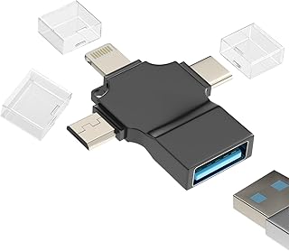 Adapter OTG USB-A na Lightning Micro USB typu C konwerter (3 w 1) kompatybilny z Samsung dla iPhone 15 14 13 12 Pro Max Plus do iPada Air Mini 6 Android Thunderbolt Mouse Keyboard Flash Drive CD-UK