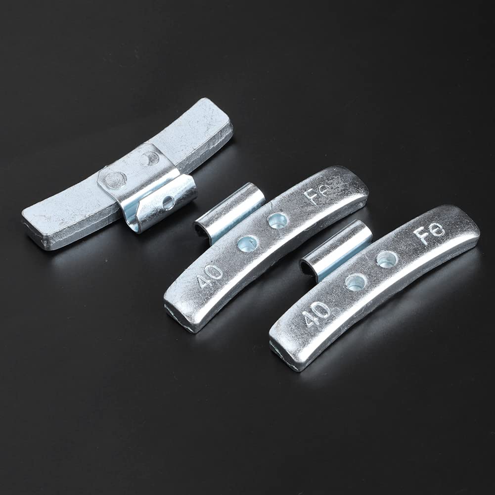 50 sztuk 40g 1,4 uncji Bloki wyważające z zatrzaskiem do kół Ciężarki do wyważania opon w stylu P ze stopu aluminium do kół stalowych do 17 cali samochodów osobowych i lekkich (Bez zacisku