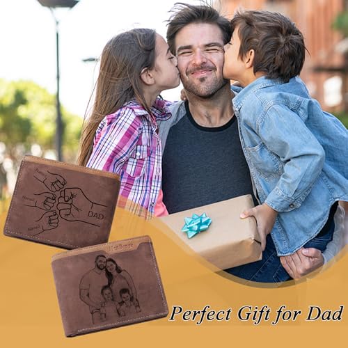 Personalized Father's Day Gift for Dad Custom Photo Wallets for Men Personalized Engraved Picture & Initial Name Wallet Fathers Day Gift from Kids Daughter Son (Style-2)3