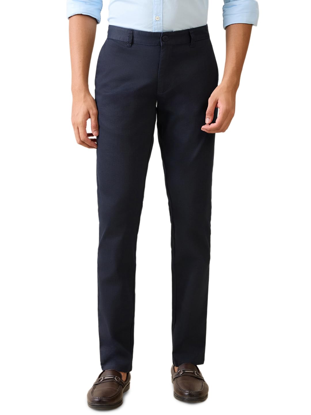 Men Low Rise Tapered Fit Satin Pattern Cotton Blend Flat Front Casual Trouser-image-10