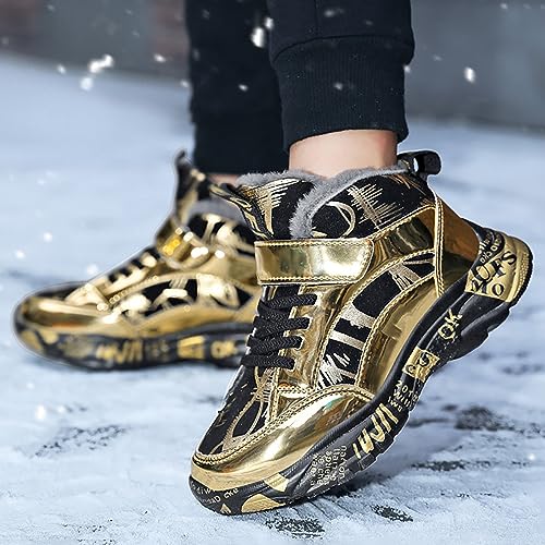 Boys Snow Boots Winter Waterproof Slip Resistant Sneakers Faux Fur Lined Winter Boots Cold Weather Shoes3