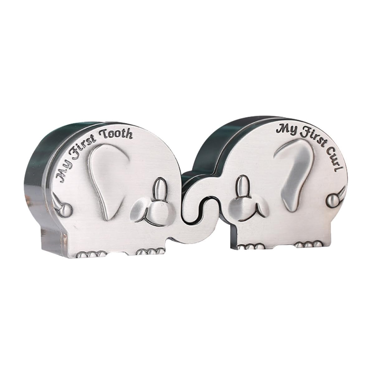 Caja para Recuerdos de Bebés Forma de Elefante, Metal Pequeño en Color Plata, para Primer Diente y Rizo, Adecuado para Guardar Recuerdos de Recién Nacidos y Obsequio Shower