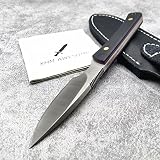 XHM Awesome EDC Fixed Blade Knife, Full Tang 7Cr13Mov Steel Blade, G10 Handle, Leather Sheath, for H