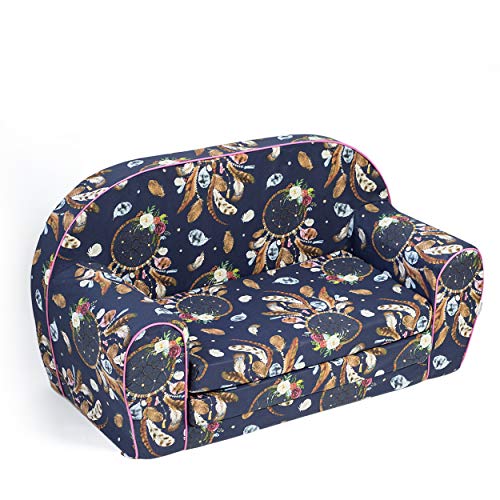 MuseHouse Sofá para niños Sofá cama Niños pequeños Plegables 2 en un sofá y cama de 0 a 4 años (Dreamcatcher-MHS130)
