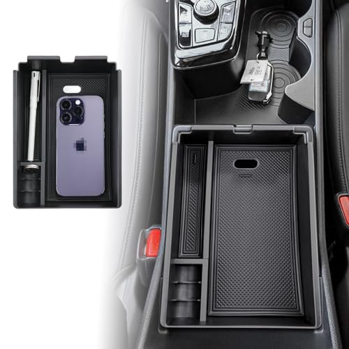 ANFOKAS Compatible with Kia Sportage 2026 2025 2024 2023 Accessories NQ5 Car Interior Center Console Organizer Armrest Storage Box Armrest Cover Insert Tray -Black