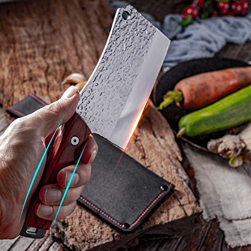 Hakmes Mini Kitchen Knife Handgemaakte Forged Sharp Cleaver Wide Blade for Outdoor Kitchen Mini Portable Small Knife… - Image 4