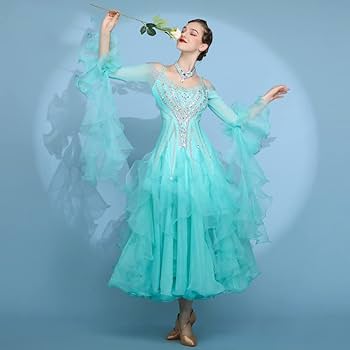 社交ダンス用ライトグリーンドレス Amazon.co.jp: RIKOUZY ライトグリーン 黄花柄 豪華な社交ダンス