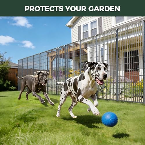 Image of FXW Garden Fence Outdoor for the Yard - 50in(H) x 41.7ft(L) Heavy Duty Metal Animal Barrier for Dog, No Dig Decorative Dog Fence, 16 Panels, Silver