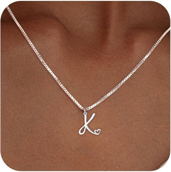 TITUTHIA Sterling Silver Initial Pendant Necklace