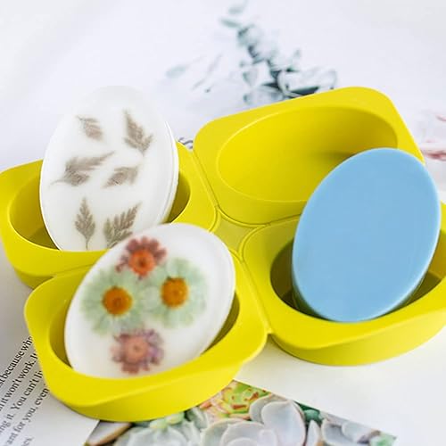 Miniatura 4 de CANDeal Juego de 2 moldes de jabón de silicona, 4 cavidades, moldes de jabón ovalados de silicona para manualidades caseras, moldes de pastel,