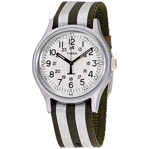 yUSACOiz Timex Y MK1 Aluminum 40mm Reflective Fabric Watch A~jE 3j ˃Xgbvt One Size Olive/White