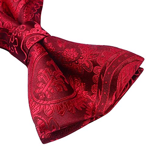 Image of HISDERN Bow Ties for Men Pretied Bow Tie Set Paisley Classic Bowties and Pocket Square Cufflinks Set for Wedding Party