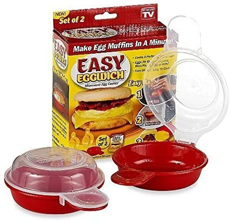 LI&HI Easy Eggwich Microwave Egg Cooker, Red and clear