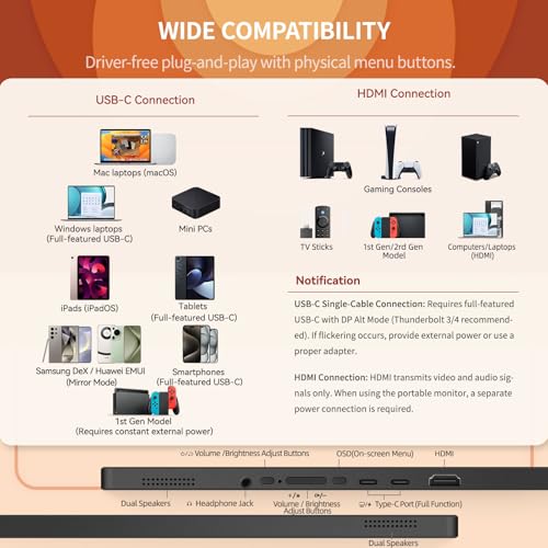 Image of Intehill 2.5K Portable Monitor Touchscreen, 14 inch Portable Touch Screen for Laptop 2560x1600, 16:10 Travel Monitor with Tempered Glass, 100% sRGB USB & HDMI Portable Display with Stand & Speaker, Q14ZT