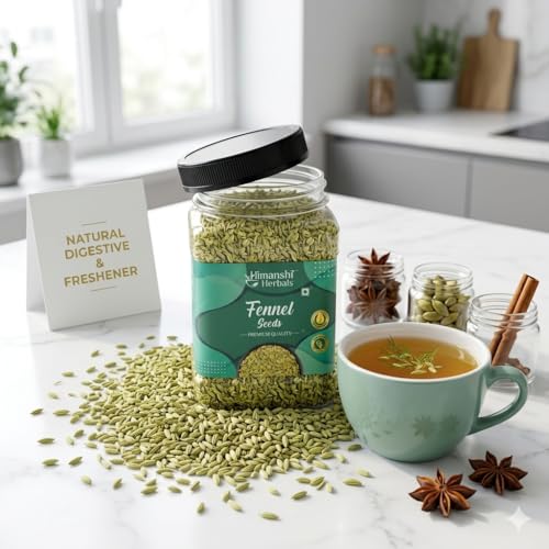 Image of HIMANSHI HERBALS Organic Fennel Seeds (Saunf) 250g - Natural, Fresh & Aromatic, Saunf for Cooking, Mouth Freshener & Wellness, Rich Flavor, Hygienically Packed