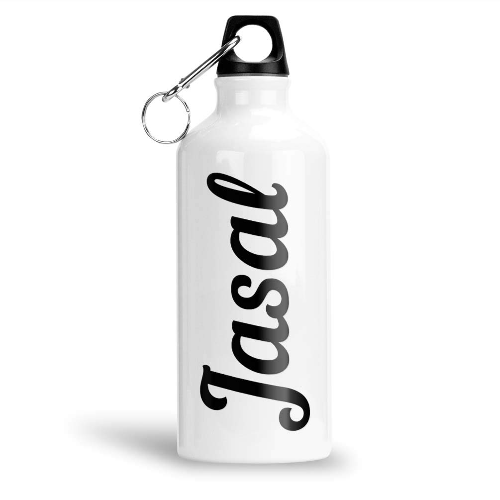 FurnishFantasy Aluminium White Sipper Bottle 750 ml - Best Personalized Gift for Happy Birthday, Return Gift, Name - Jasal