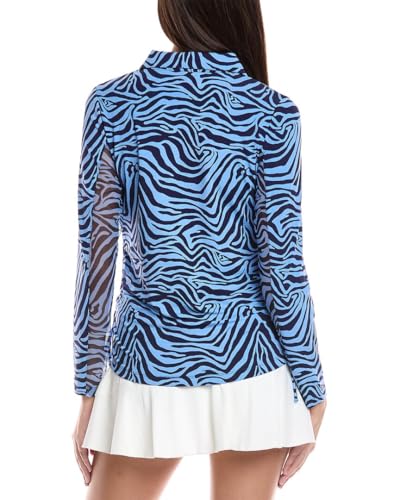 IBKUL Athleisure Wear Sun Protective UPF 50+ Icefil Cooling Cecilia Print Adjustable Length Long Sleeve Polo - 489322