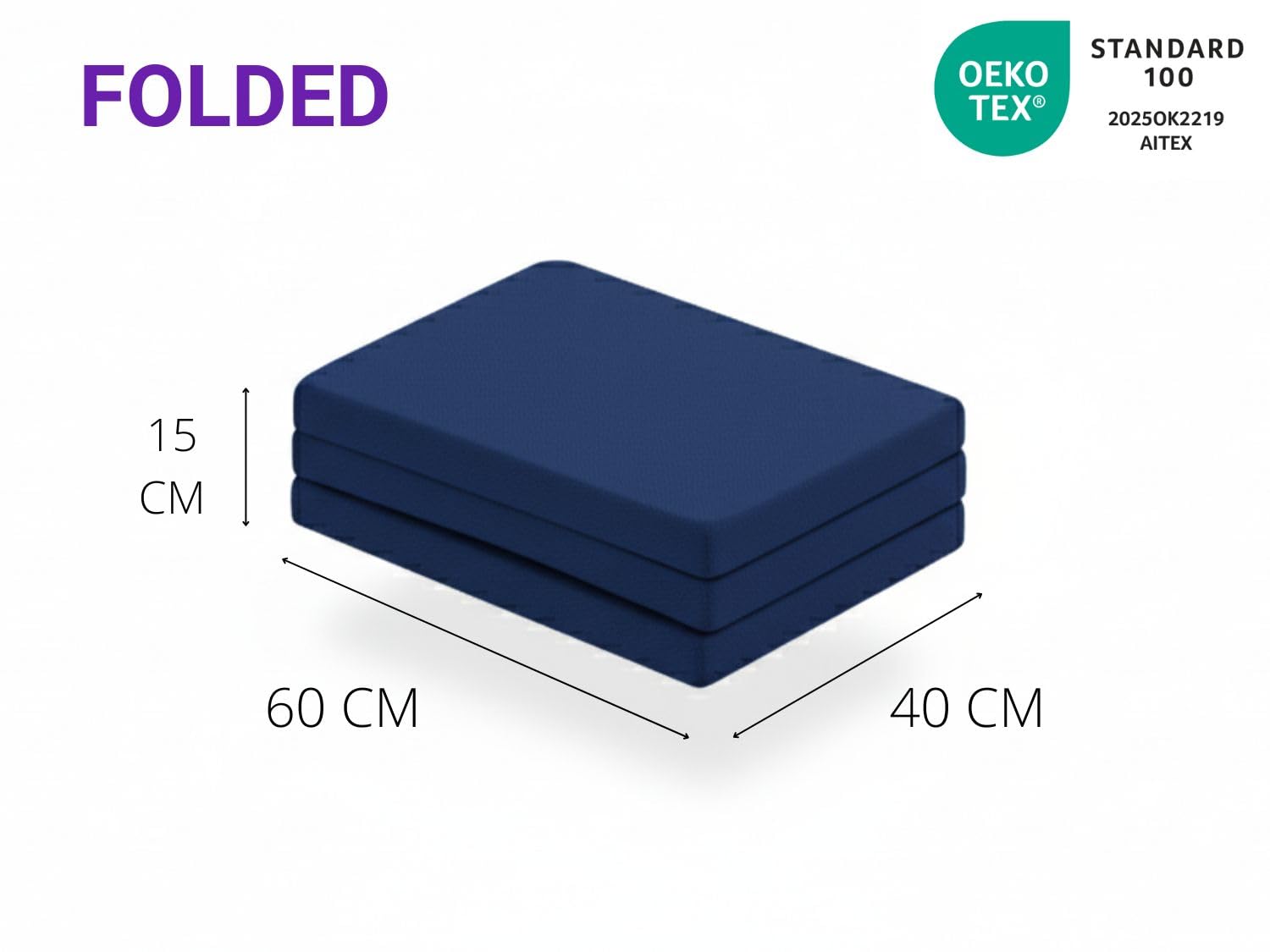 DREAMDI Materasso per lettino da viaggio 120 x 60 cm - Pieghevole in 3 pezzi - Nucleo in schiuma HR 5 cm - Traspirante e Antibatterico Blu