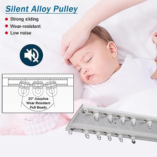 Ultra-Thin Double Curtain Track Ceiling Mount - Adjustable 4ft to 20ft Aluminum Room Divider Rod for Home, Office & Kindergarten - Easy Cuttable & Stylish White Finish
