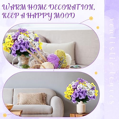 Zeyune 50 Bundles Artificial Flowers Outdoor Uv Resistant Faux Silk Pansy Flowers Bulk Plastic Fake Plants For Home Wedding Kitchen Garden Table Centerpieces Summer Decor thumb #2