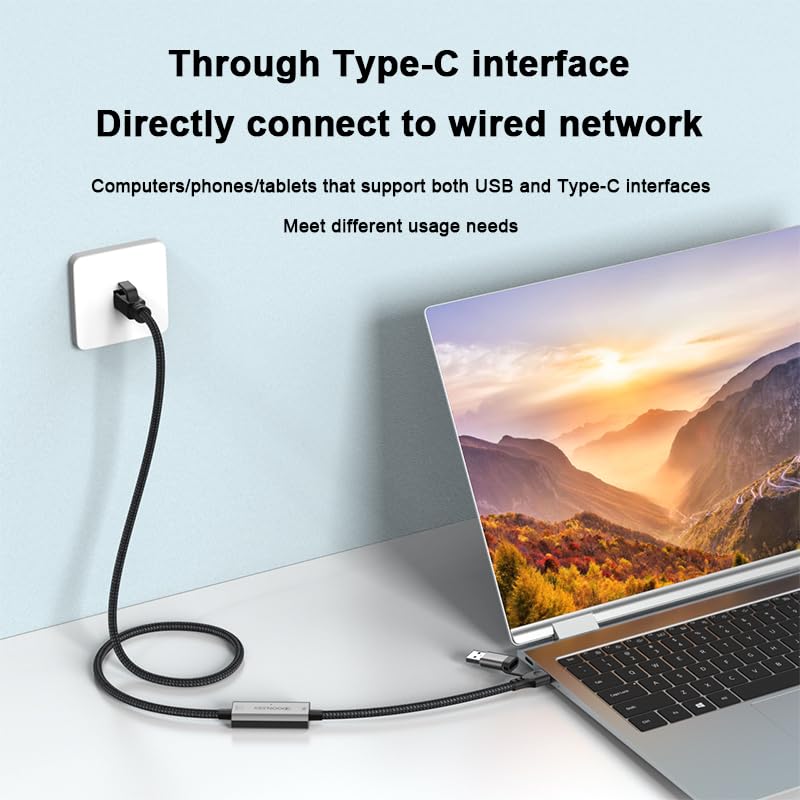 Cable de red LAN USB-C a RJ45 sin retraso para iPad y portátiles 5