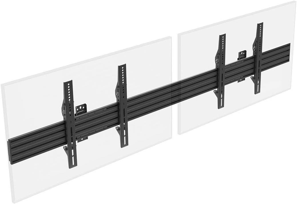 Monoprice 2x1 Menu Board Wall Mount for Screens Between 32in to 65in, Adjustable Tilt, Max Weight 66 Lbs Per Screen, VESA Patterns Up to 600x400, Steel Construction, Black - Commercial Series