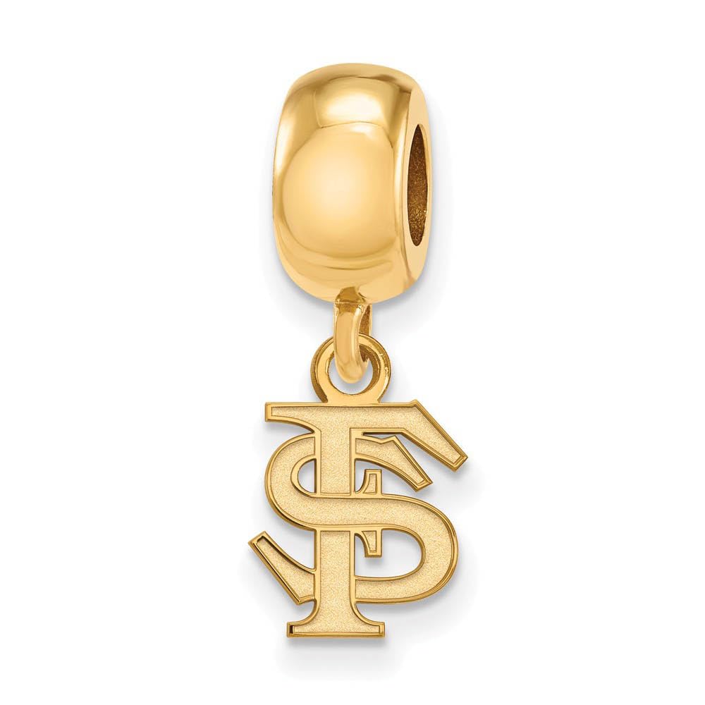LogoArt 14k Yellow Gold Plated Sterling Silver Florida State Univ. XS 'FS' Dangle Charm