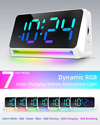 [Rgb] Super Loud Alarm Clock For Bedroom, Heavy Sleepers, Adults | Dynamic Rgb Color Changing Clock For Teens, Kids | Small Bedside Digital Clock With Led Display, Atmosphere Light, Usb Charger #TOP3