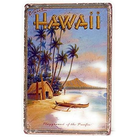 Amazon.com : Waikiki Beach, Hawaii, Surf Shop Vintage Sign Birch Wood ...