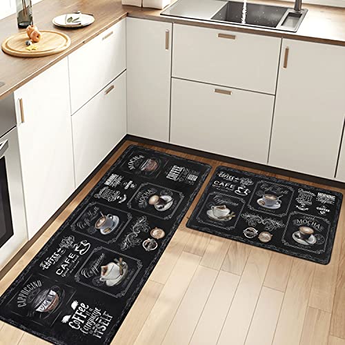 Famibay 2 Piece Kitchen Mats Anti Fatigue Cushioned Kitchen Floor Mat Non Slip Waterproof Coffee Design Wipe Clean Foam Kitchen Carpet Rugs For Kitchen Sink Laundry thumb #5