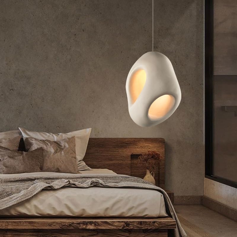VTAMng Lampe Suspendue Moderne Style Wabi-sabi E27 Réglable Pour îlot De Cuisine Abat-jour Béton En Forme De Fleur Lustre Unique En Ciment Suspension Luminaire Adaptée à La Salle à Manger Chambre à
