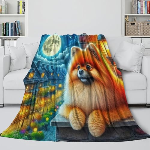 Couverture en peluche Poméranie plaid chaud microfibre pour canapé