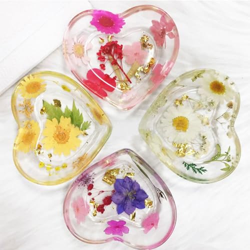 BIGEBO 2 PCS Heart Shape Dish Resin Molds, Heart Shape Plate Resin Molds for Tray Bowl Cute Decorative Dish Containers Epoxy Casting Mold for Storage Small 3.3 * 2.6 * 1 inch - Thumbnail 2