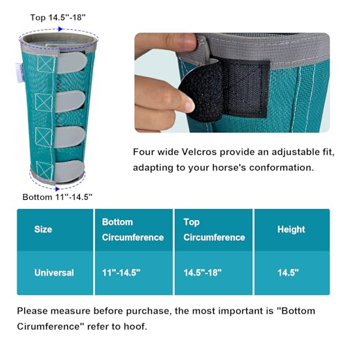 Image of Reflective Horse Fly Boots Set of 4, Loose Fitting Leggings for Horses, Equine Fly Leg Wraps Socks for 4 Legs, Breathable Adjustable and Universal Fit, Reliable Stay Put and on (Turquoise)