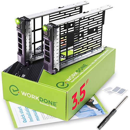 WORKDONE Confezione da 2 - Caddy hard disk 3,5 pollici - Compatibile con KG1CH per i server Dell PowerEdge elencati - Manuale di installazione - Etichette adesive – Cacciavite - Viti per Tray HDD