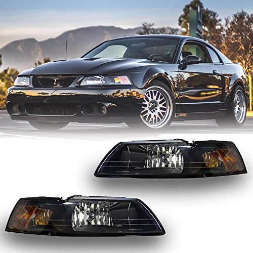 CPW Headlights Assembly Compatible with [1999 2000 2001 2002 2003 2004 Ford Mustang] Headlights Headlamps Pair Set