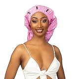 Esha Girl - Shower Cap for Extra Long Hair, Braids, Locs, Twists – Waterproof – Snug Fit Guarantees No Leaks – Easy Button Up (Pink, X-Long (30